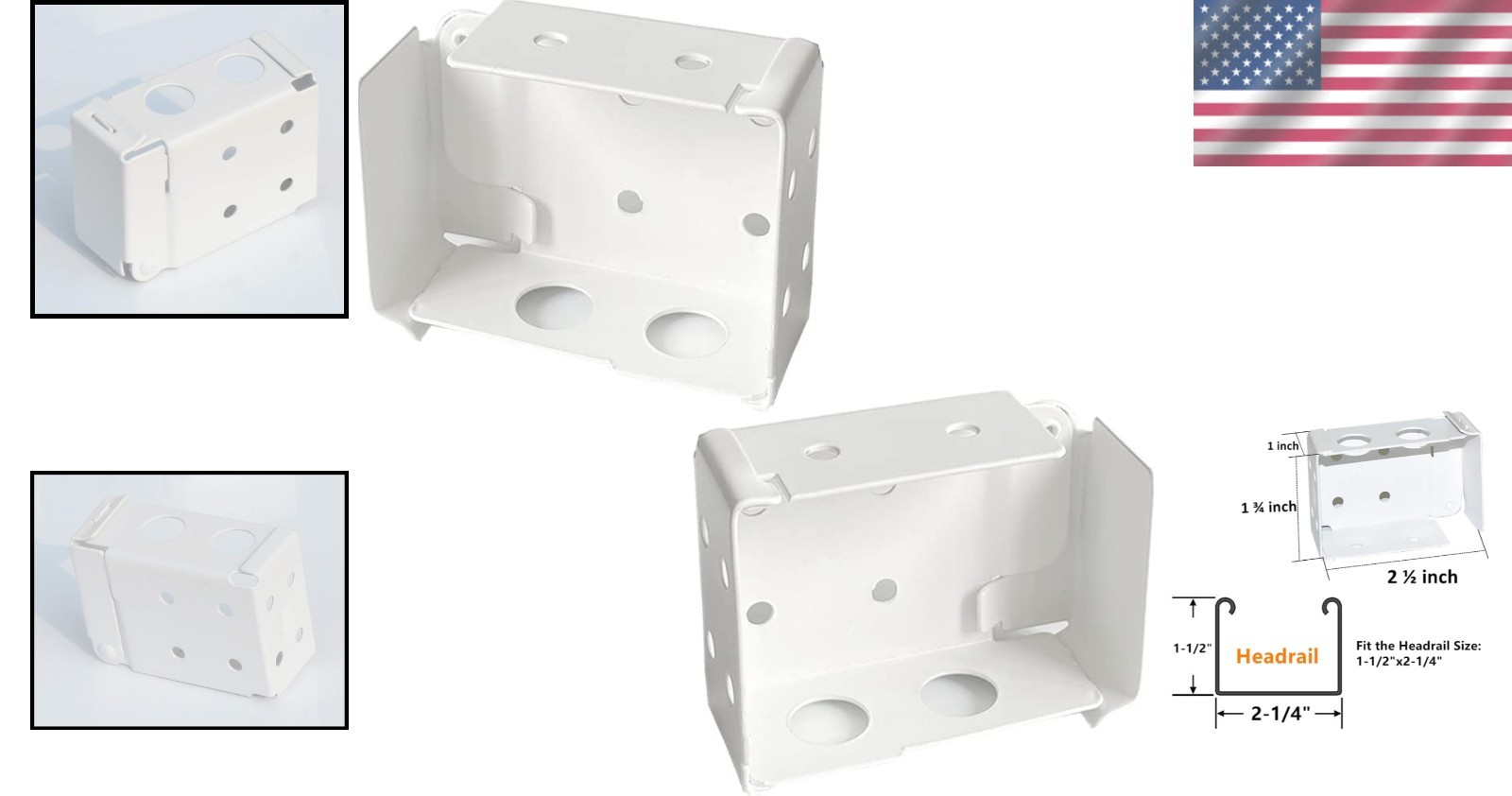 Sturdy Alloy Steel Blind Mounting Brackets for 1-3/4″ Headrail – 2 Pcs