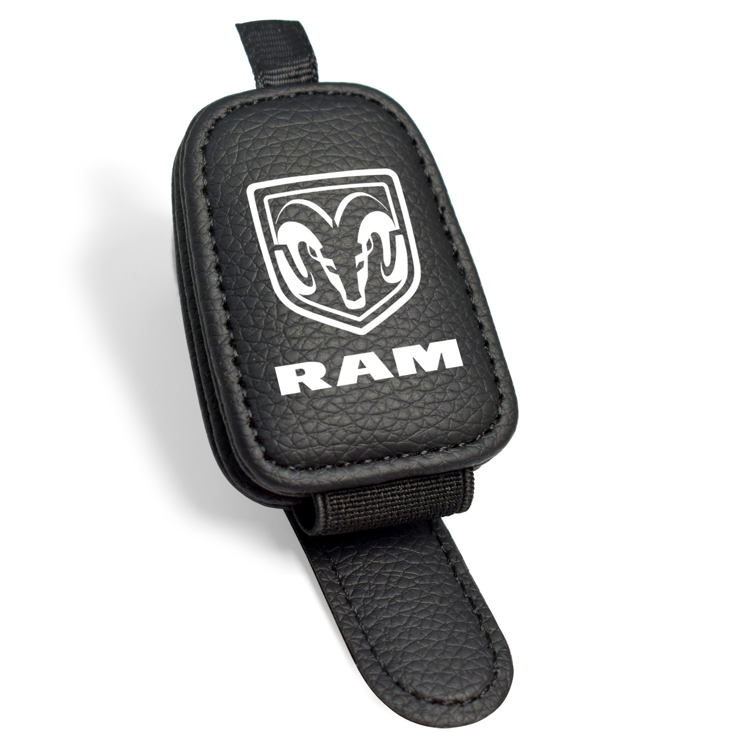 RAM Rectangle Black Leather Magnetic Sunglass Sun Visor Holder