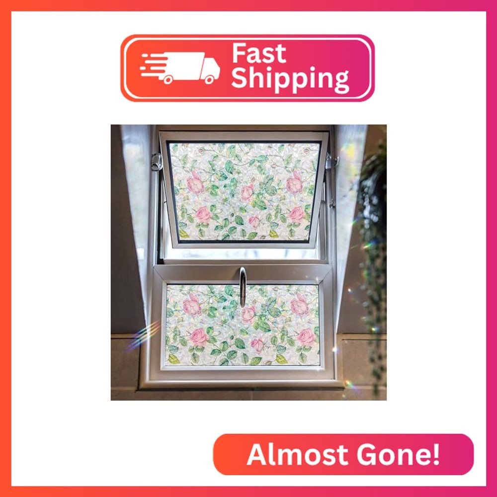 ADD.HERES Window Privacy Film, Stained Glass Decorative Static Cling, Removable