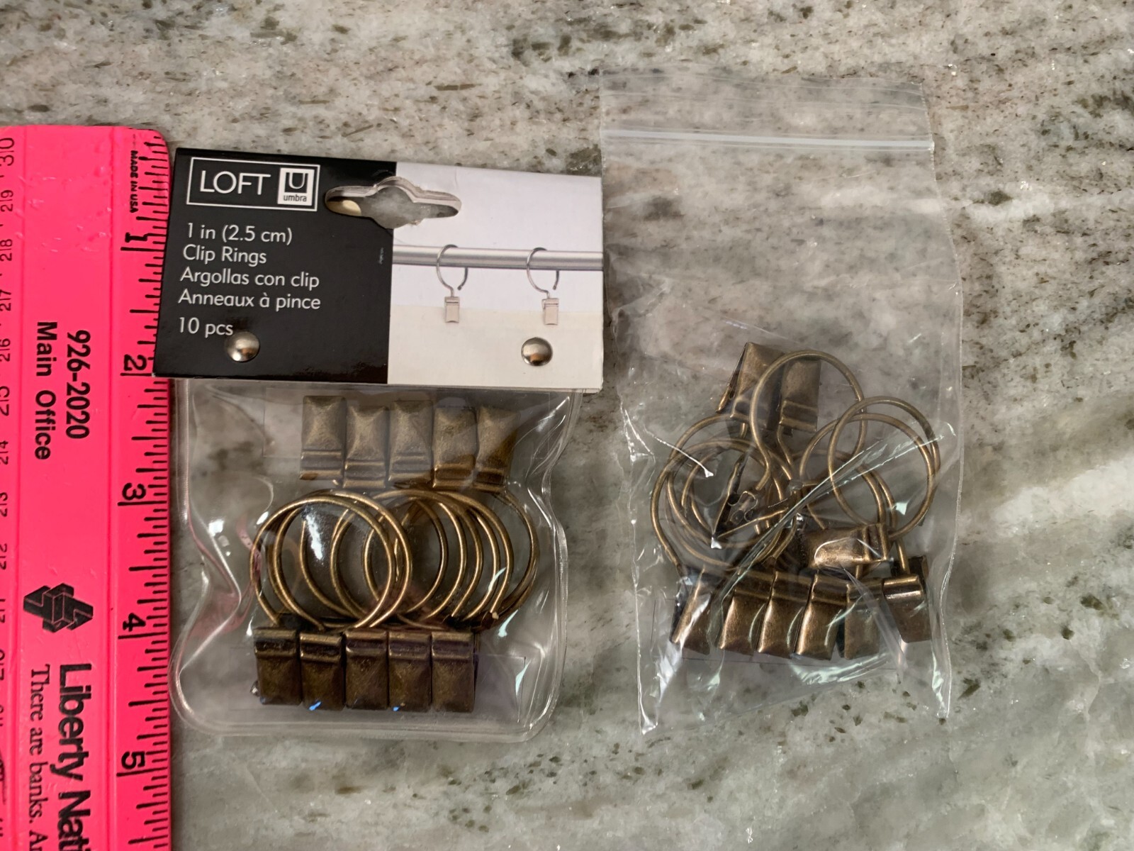Vintage 2005 Loft Aged Brass Drapery Curtain Clips Rings 20 Count 3/4″
