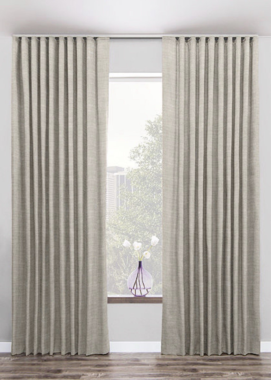 Set Of The Shade Store Luxe Linen Curtains In Oatmeal, Light Beige, 100″L, 210″W