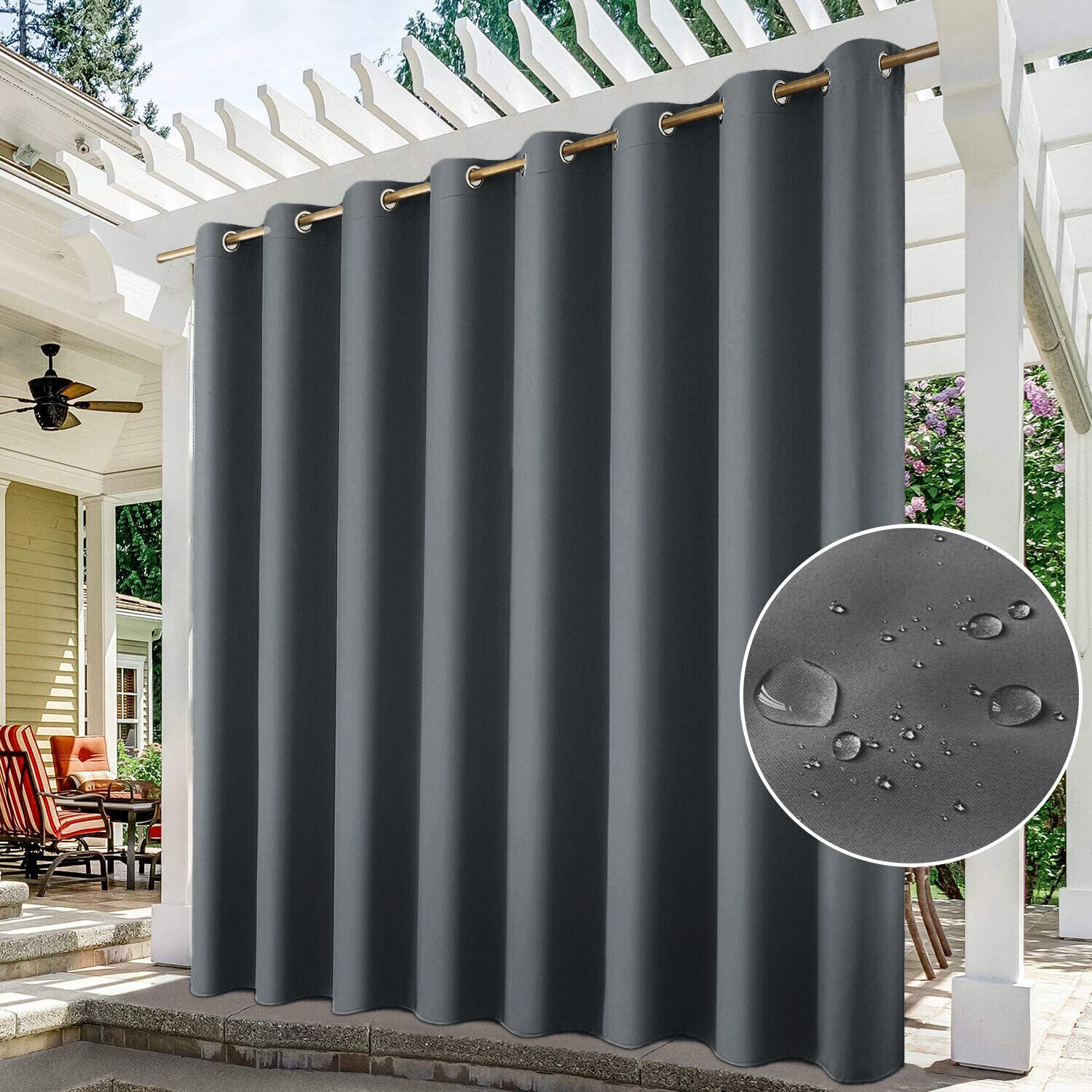 1x 2x Extra Wide Waterproof Outdoor Curtains for Patio Gazebo Blackout Drapes