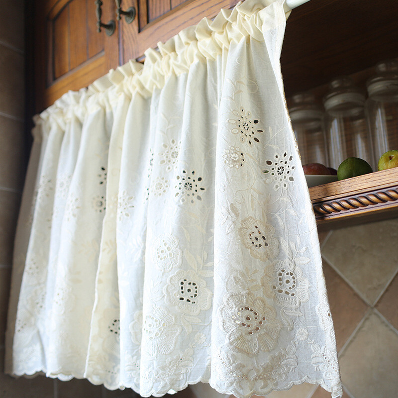 Cafe Kitchen Small Window Short Half Curtain Cabinet Door Dustproof Drape Modern