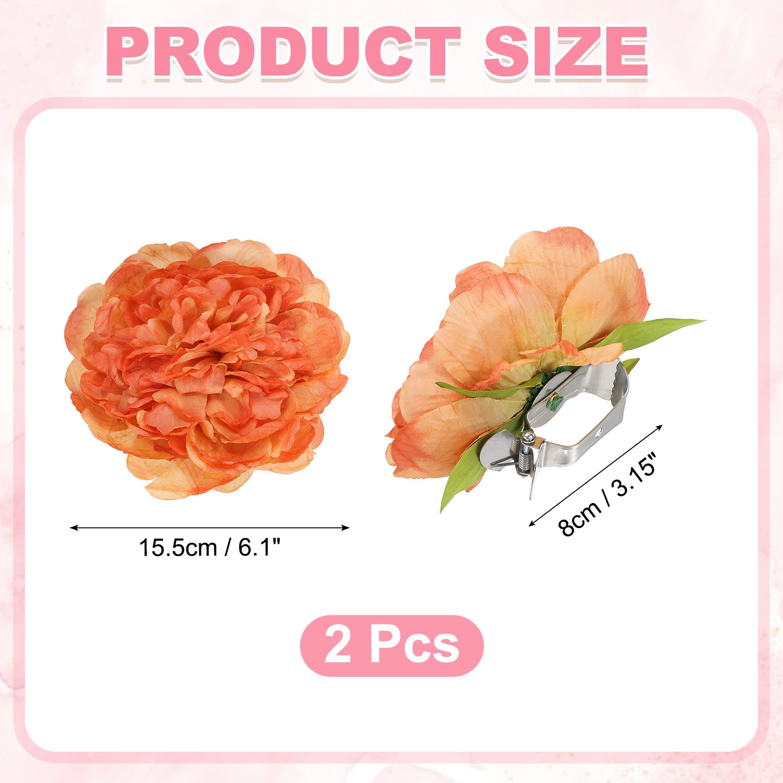 2PCS Flower Curtain Clips, Curtain Tiebacks Decorative Holdback, Jam Orange