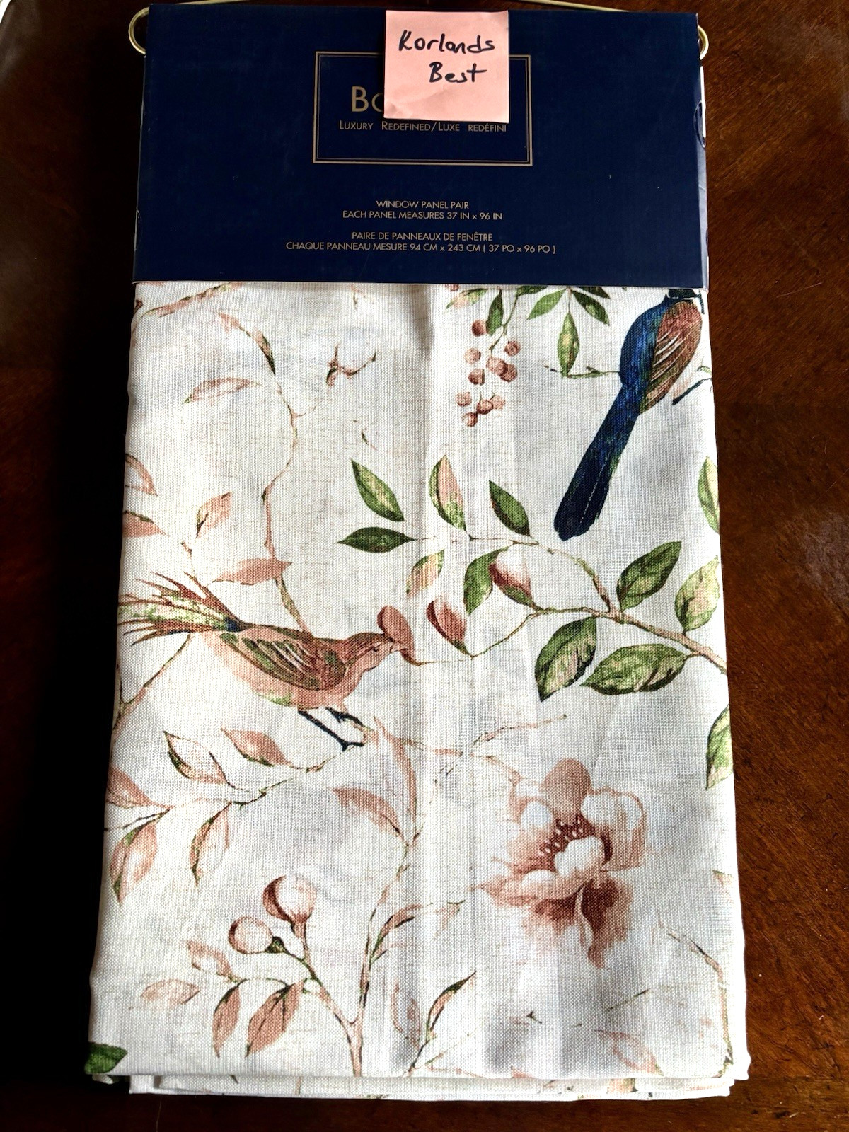 Bon Luxe Floral Birds Curtains 37″ x 96’ Botanical 2 Panels Rod Pocket New