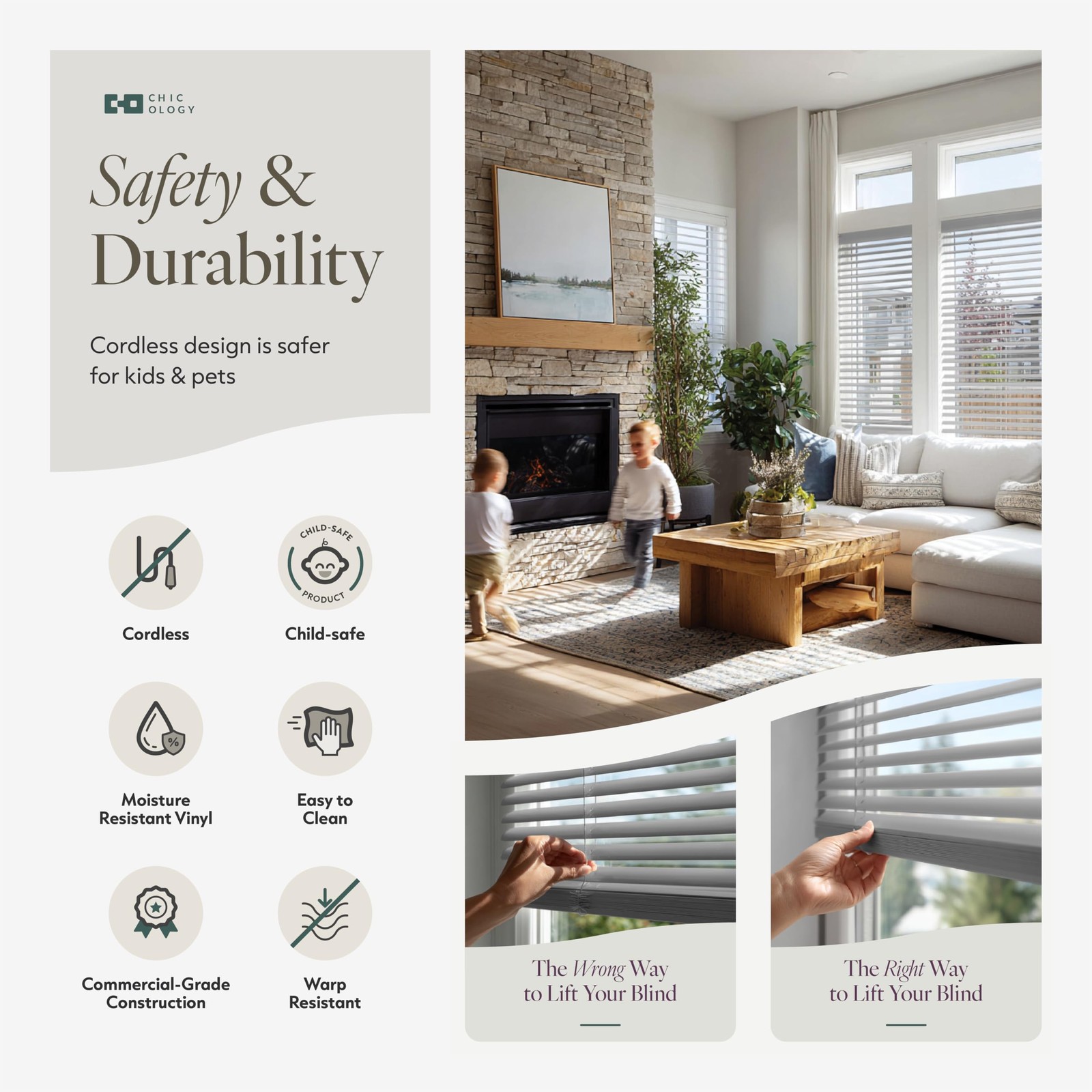 Chicology Cordless Mini Blinds For Indoor Windows 20.5 W X 36 H Gray Vinyl 1