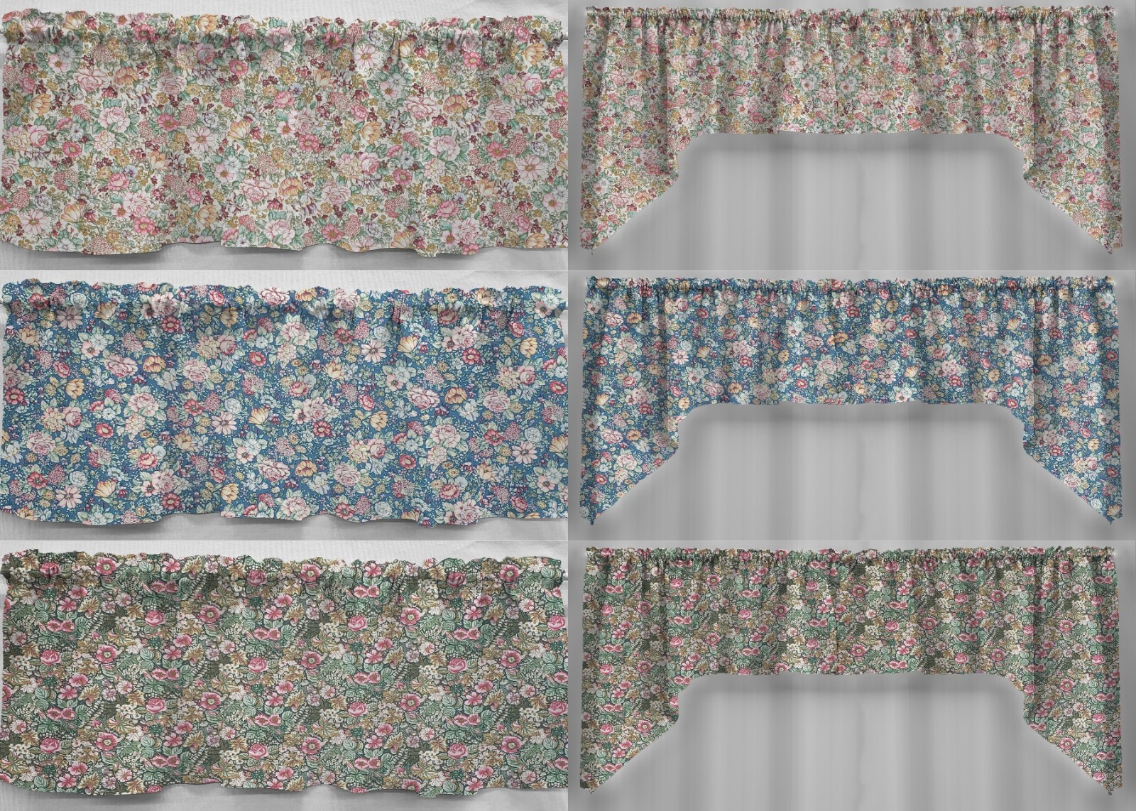 Rose Garden Valances, Curtains or Swags (3 Colors Available)