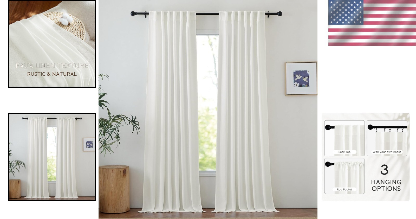 Wide Compatibility Ivory Sheer Curtains, 84″ Faux Linen – Perfect for Any Room