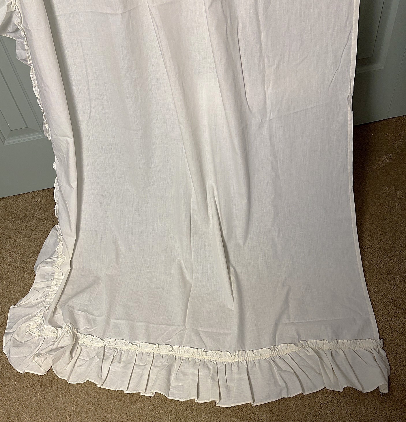 VTG Single Panel Ruffled Country Curtain Cream Ivory 46 x 82 in. Priscilla