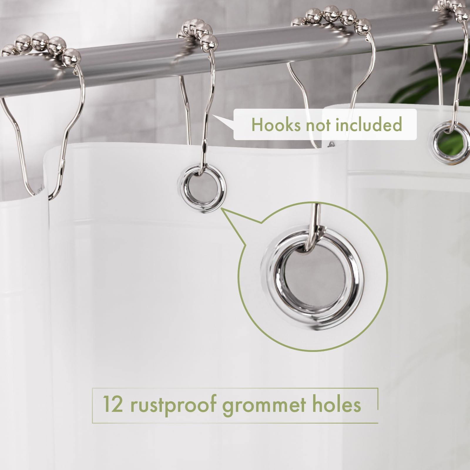 AmazerBath Shower Liner, 72×78 Plastic 72″W x 78″L (Pack of 1), Frosted