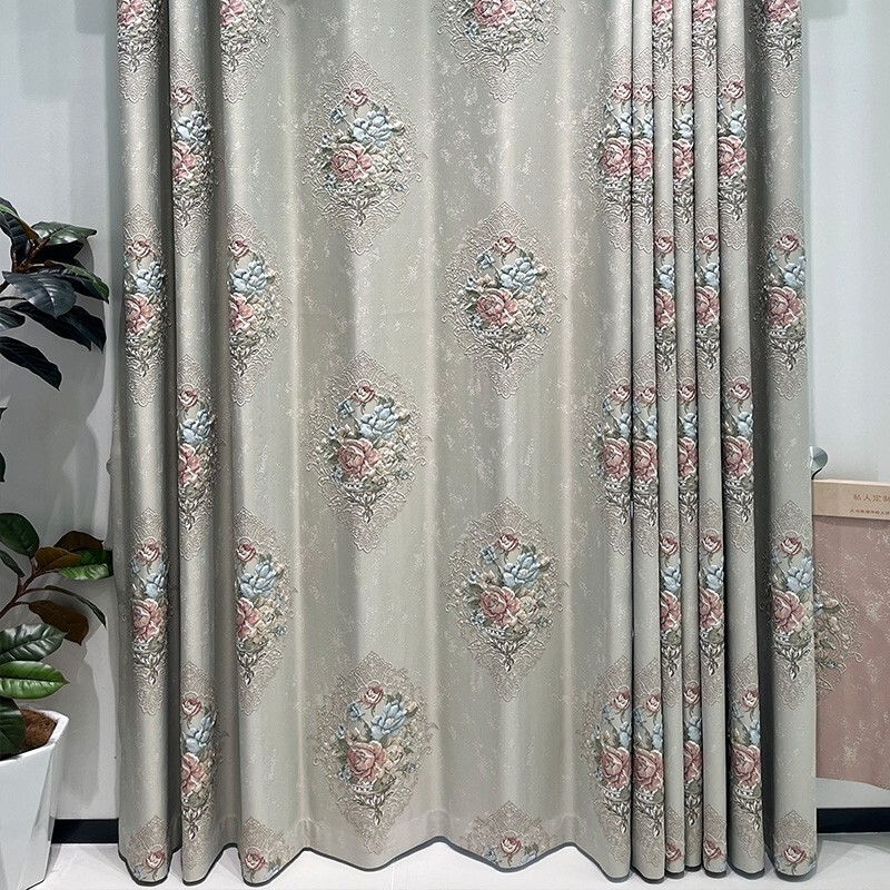 French coffee shading luxury villa cloth blackout curtain valance drape C2128