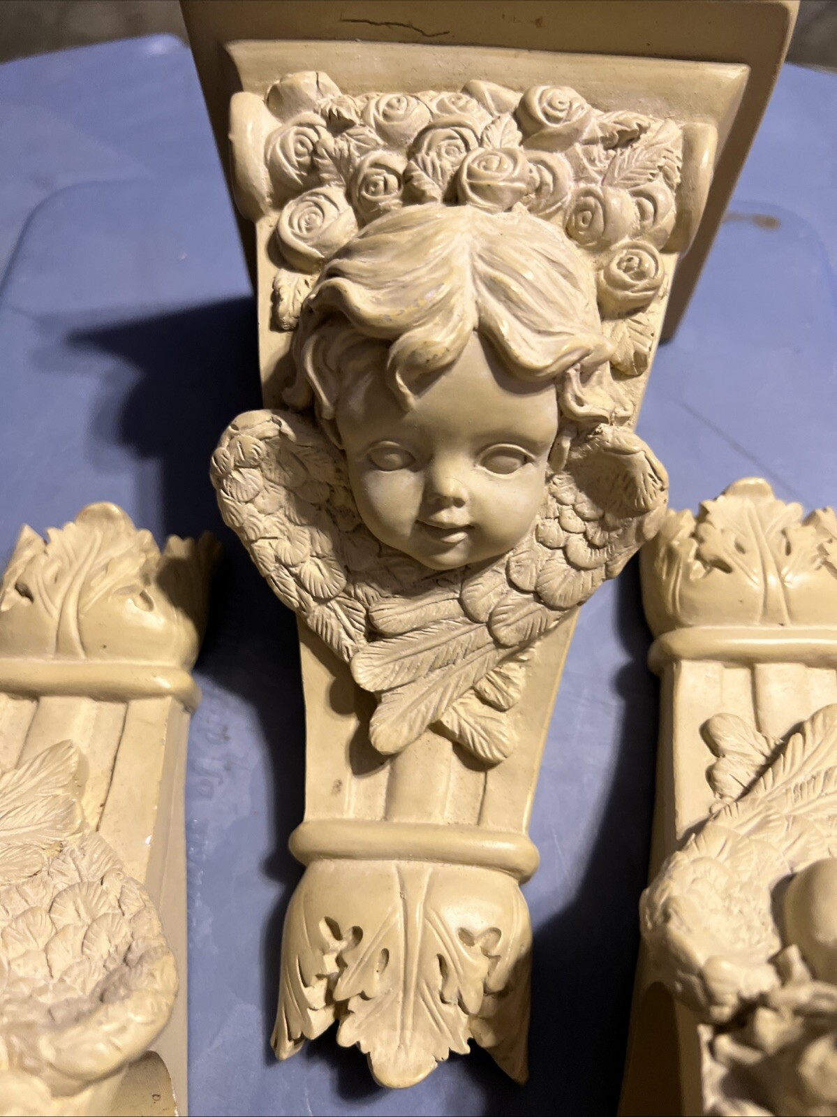 Cherub 4 Drapery Curtain Rods Wall Sconce Resin Swag Holder