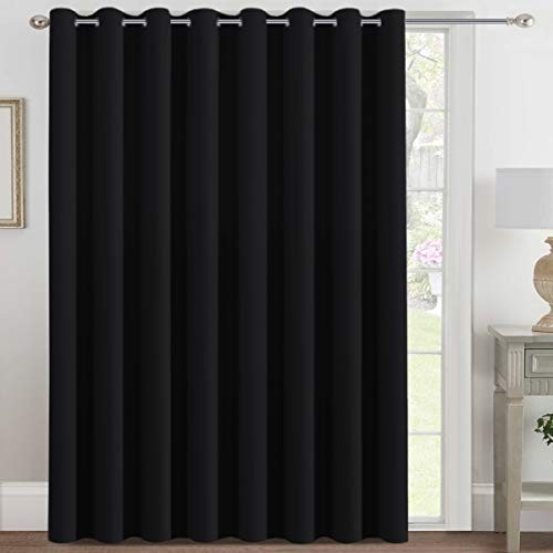 Blackout Patio Curtains 100 x 84 Inches for 100″W x 84″L (Pack of 1) Jet Black
