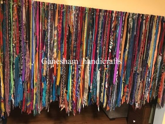 50 Strands, Bohemian gypsy rag Window Bohemian Valance Indian Backdrop curtains