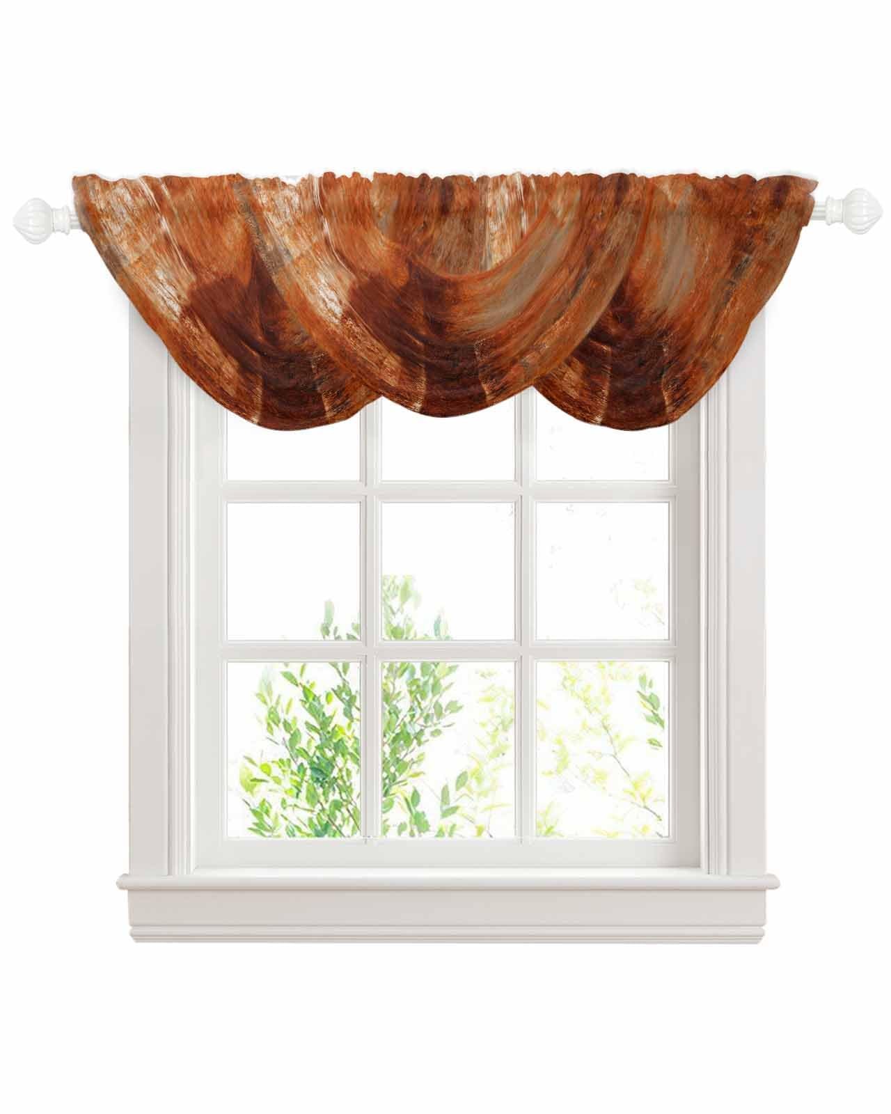 Hokiten Burnt Orange Waterfall Valances 38.5″W x 47.2″L 3 Panel