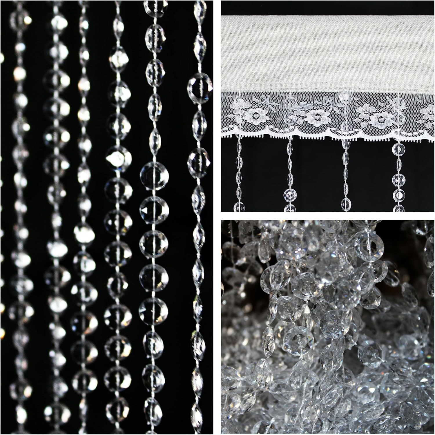 Crystal Beaded Curtain Door Curtains Room Divider Hanging Diamond Acrylic Beads