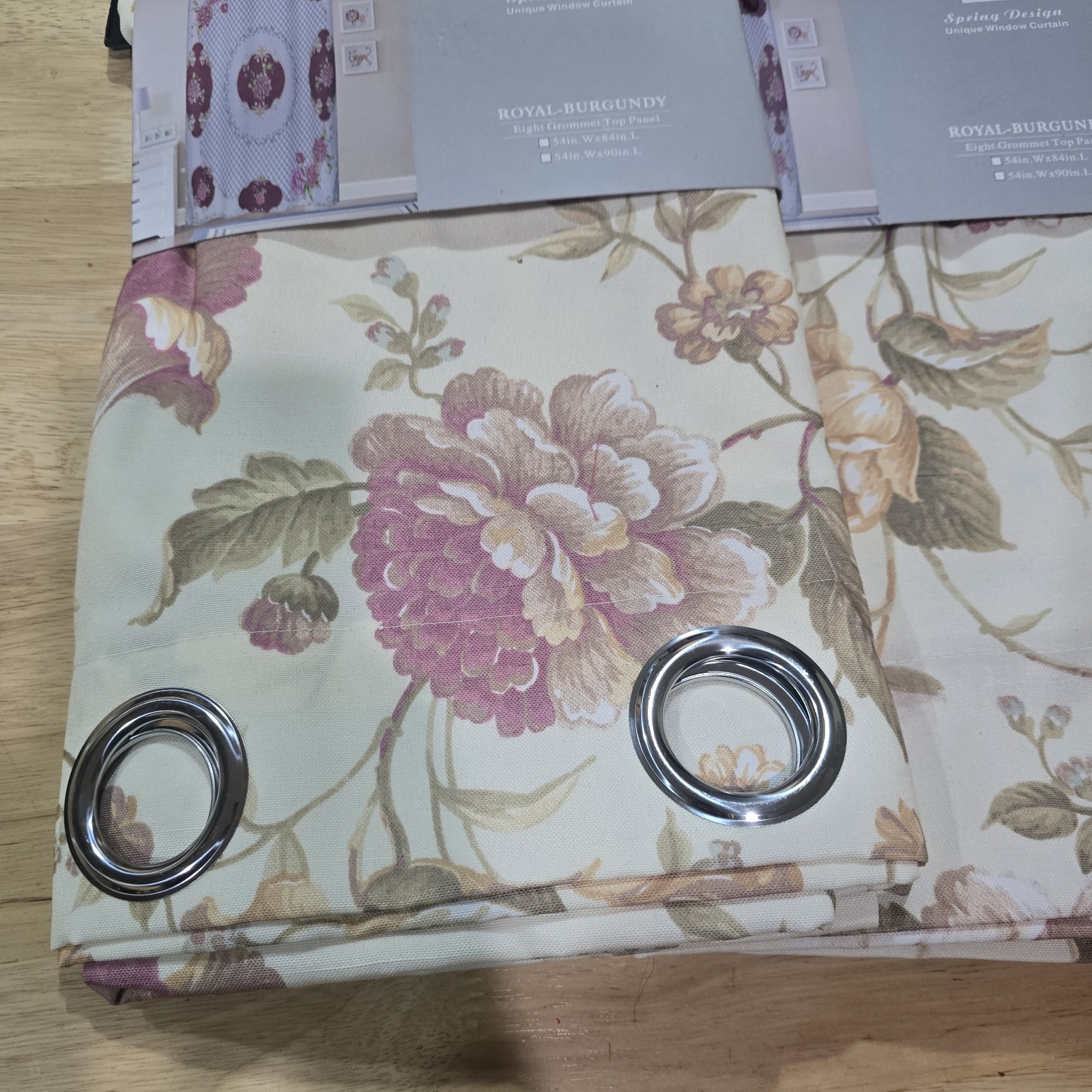4 Pair of Royal Burgandy Eyelet Ring Strong material Curtain Sets of 2 54′ 84″