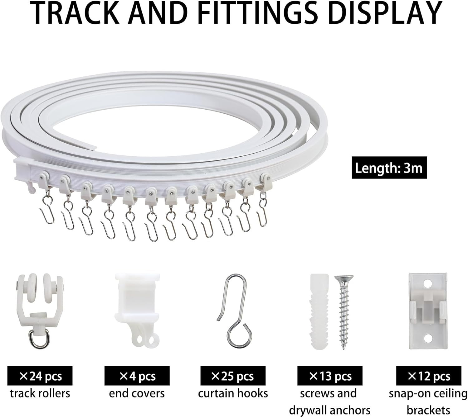 Flexible Ceiling Curtain Track, Bendable Curved Curtain Rail Ceiling Mount for R