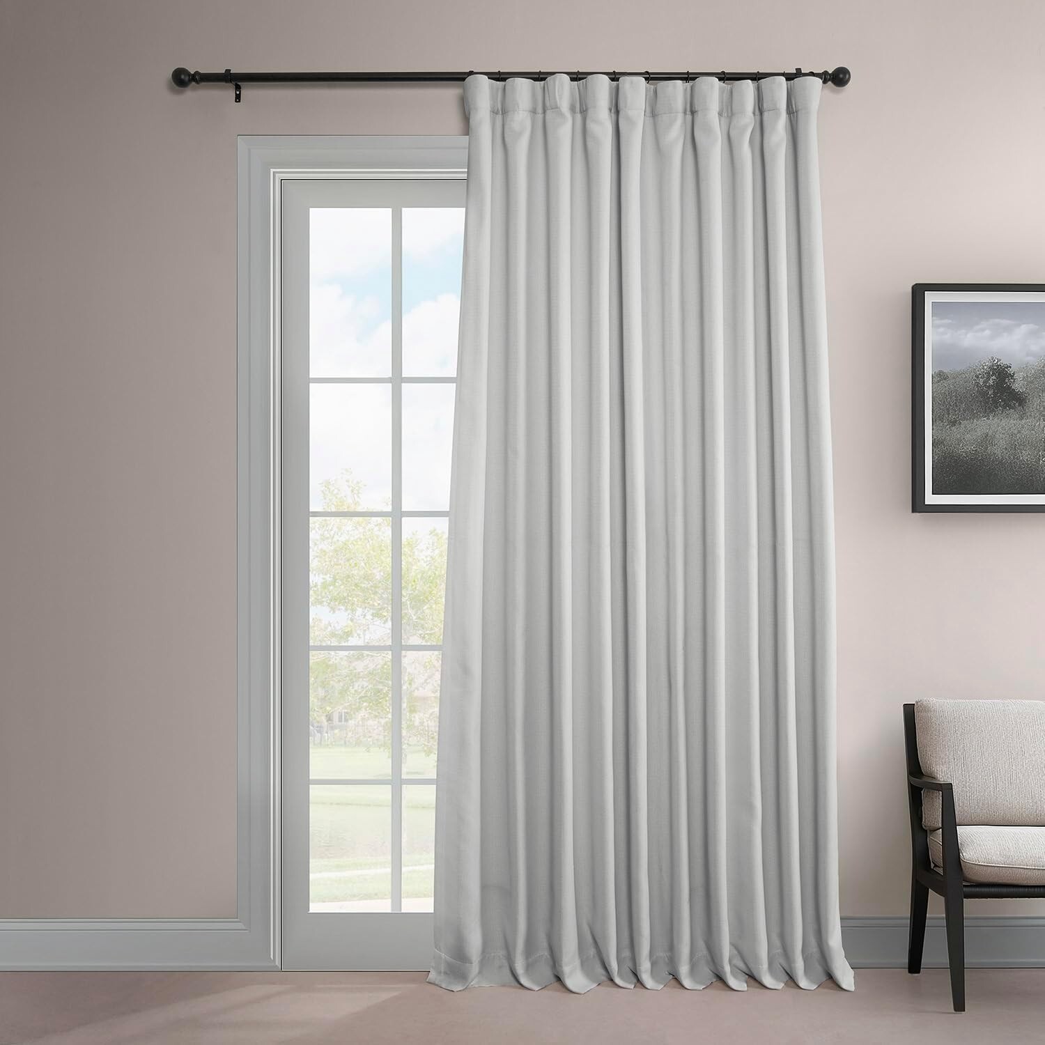 1 Panel Oyster 84″L x 100″W Linen Darkening Curtains For Bedroom Living Room