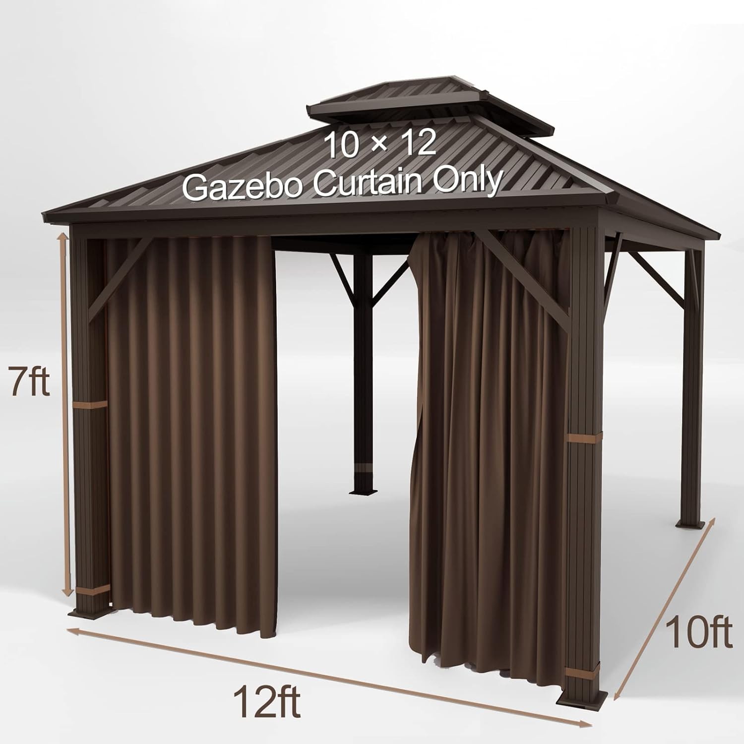 Durable Polyester Gazebo Privacy Curtain – Brown
