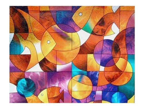 Fish Stained Glass Decorative Window Film 36″ Wide x 25 Ft