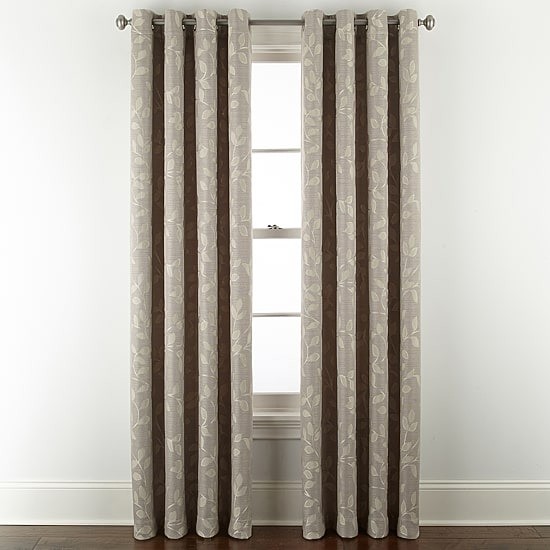 Linden Street Gwen Leaf Grommet Light Filtering Curtain Panel Gray 50 95