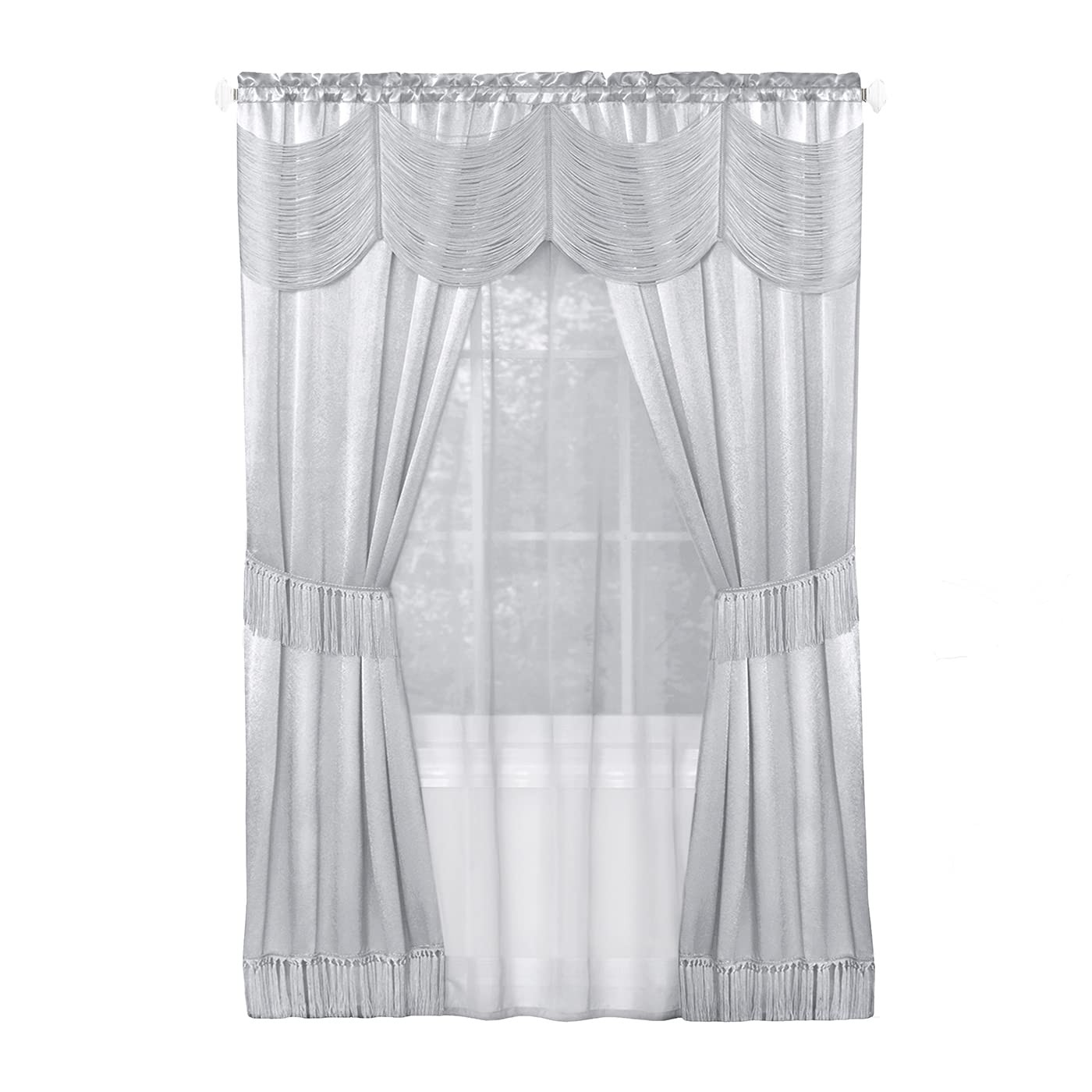 Halley Window Curtains, 6-Piece Set – 56 Inch Width, 84 Inch Length, 2 Inch R…
