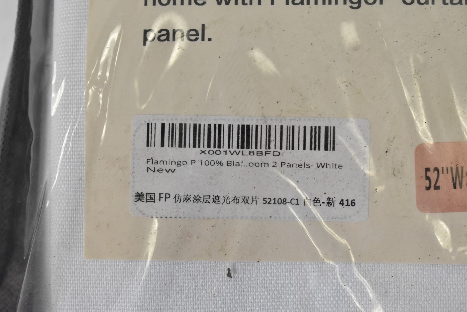 Flamingo P Blackout Curtains Textured Linen 52″ x 108″ Pure White 2 Panel Set