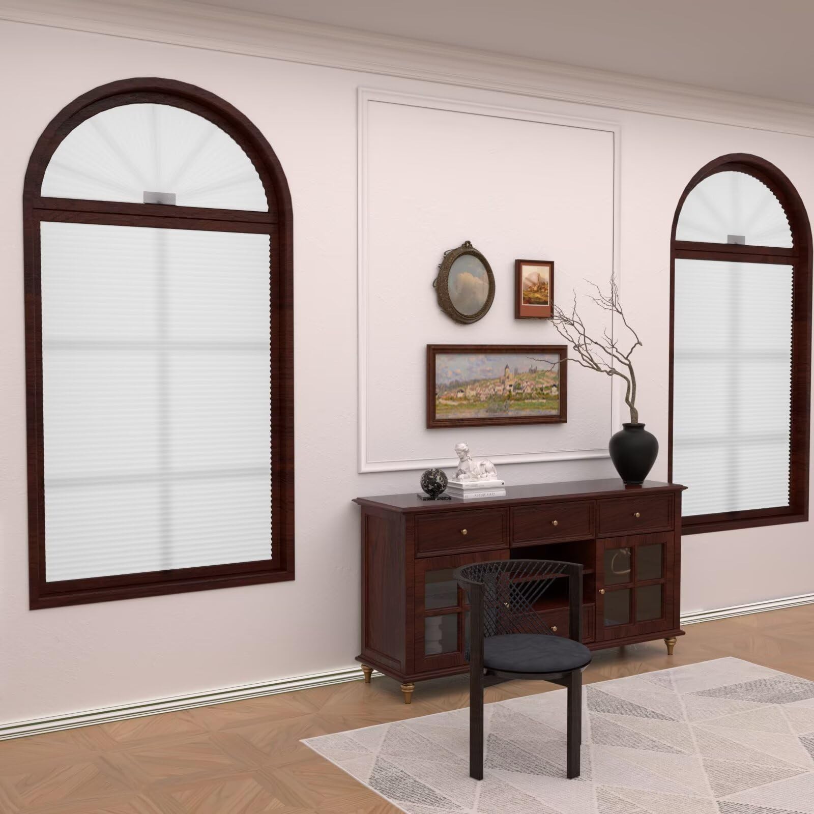 Light Filtering Half Circle Window Shades | Cordless Honeycomb Blinds | Easy Ins