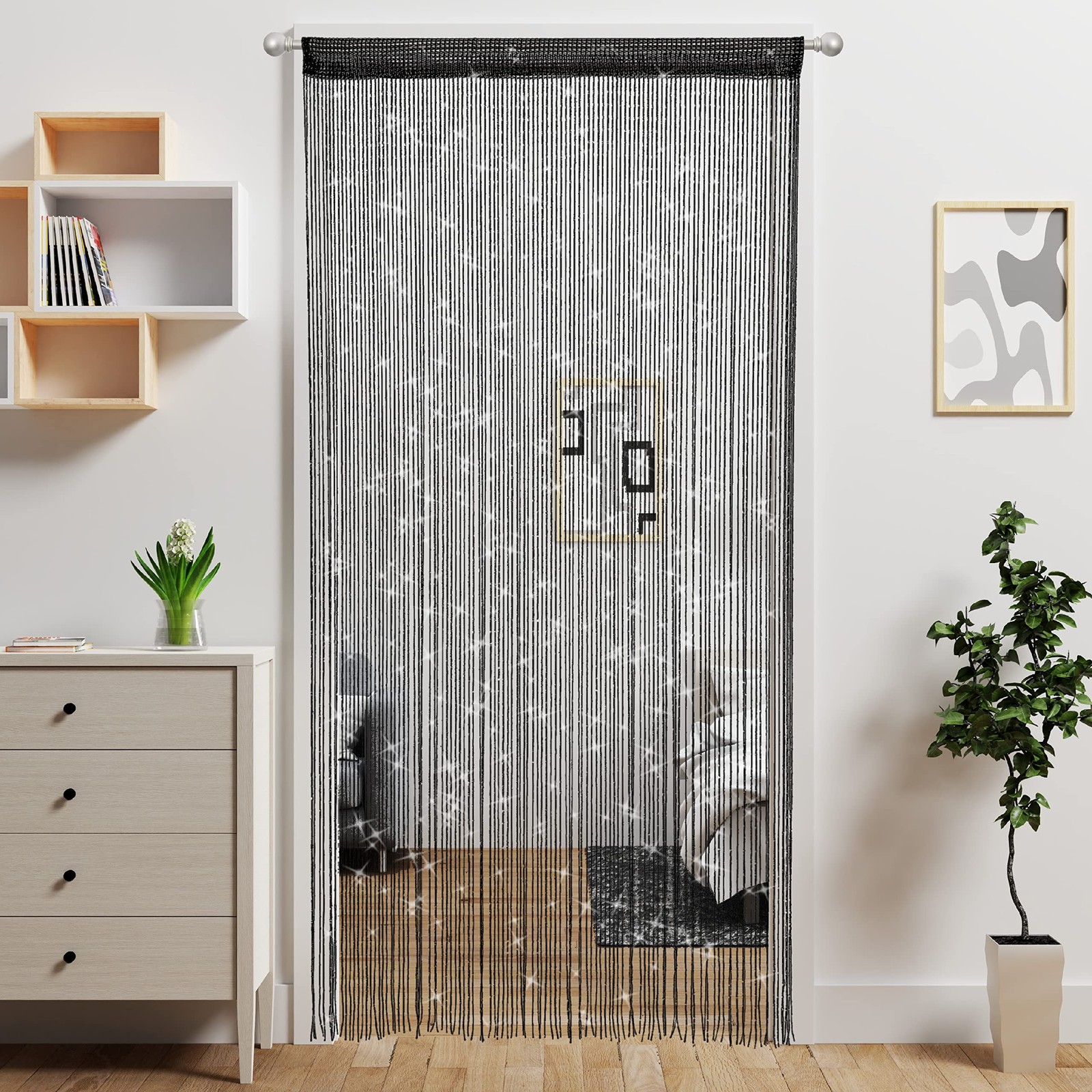 Door String Curtain Beaded Hanging Room Divider Curtain for Closet Windows Doors