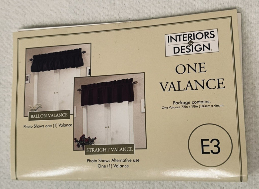 4 burgundy poly/cotton straight/balloon lt-fltring rod pocket valances, 72″
