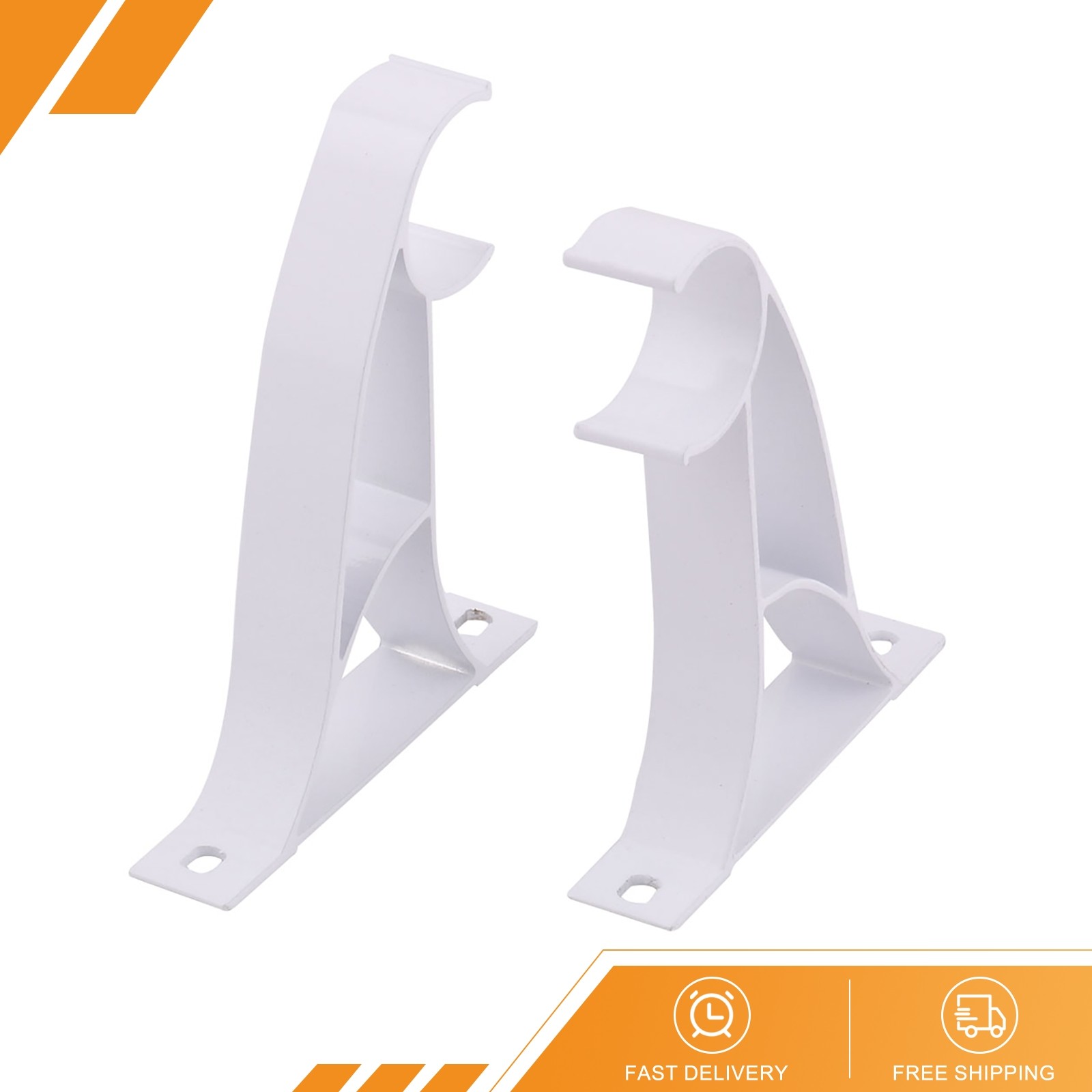 2 Set Window Drapery Curtain Rod Pole Holder Hanging Hook Wall Bracket White