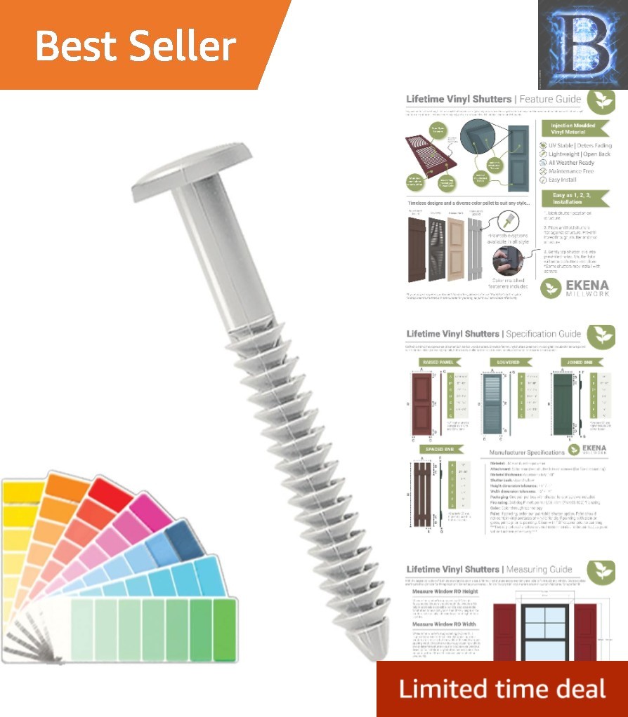 3″ Lifetime Paintable Vinyl Shutter-Lok Screws – 6 Count for Secure Installation