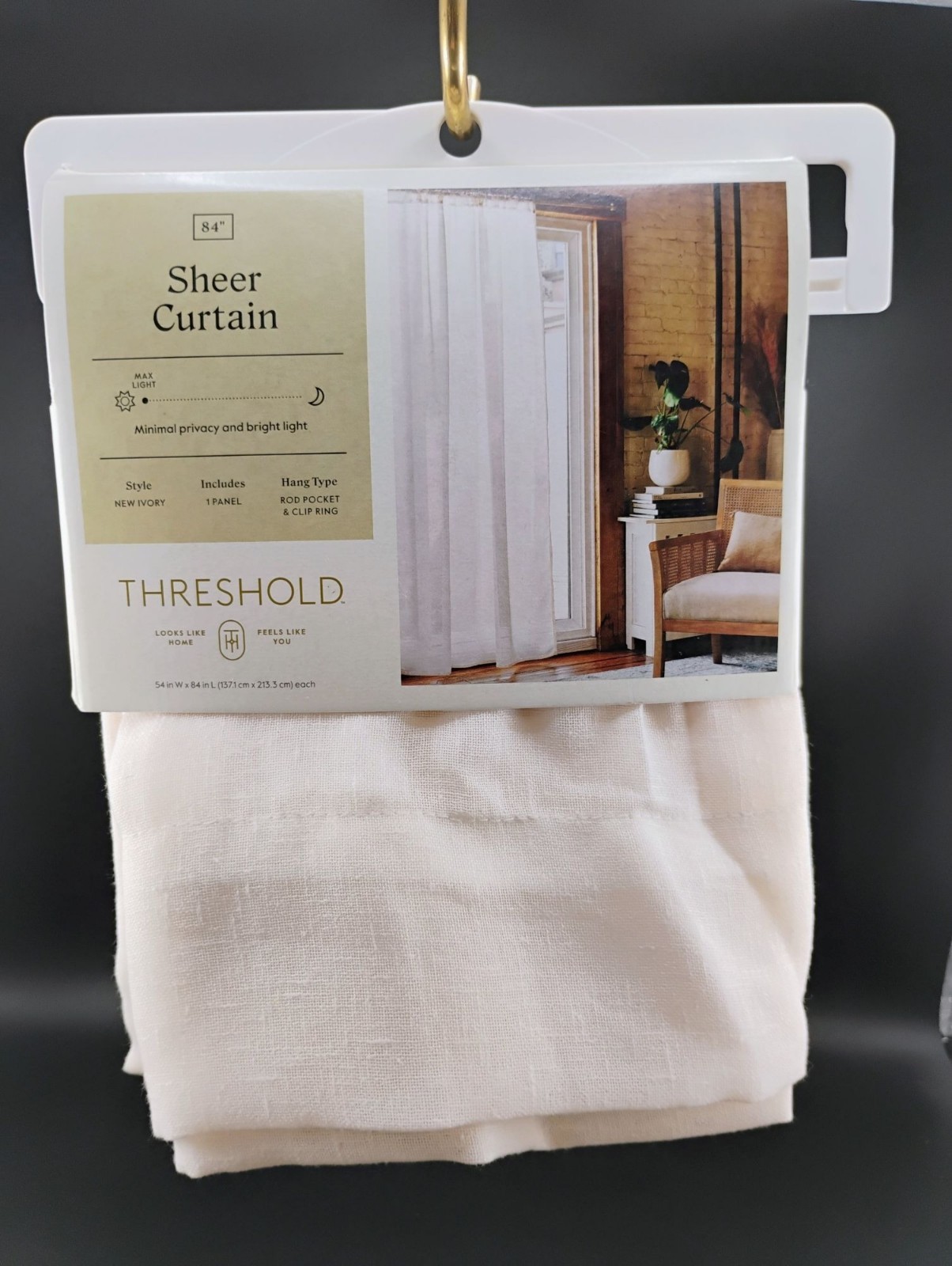 Threshold Sheer Curtain Panel 84″ Light Filtering New Ivory