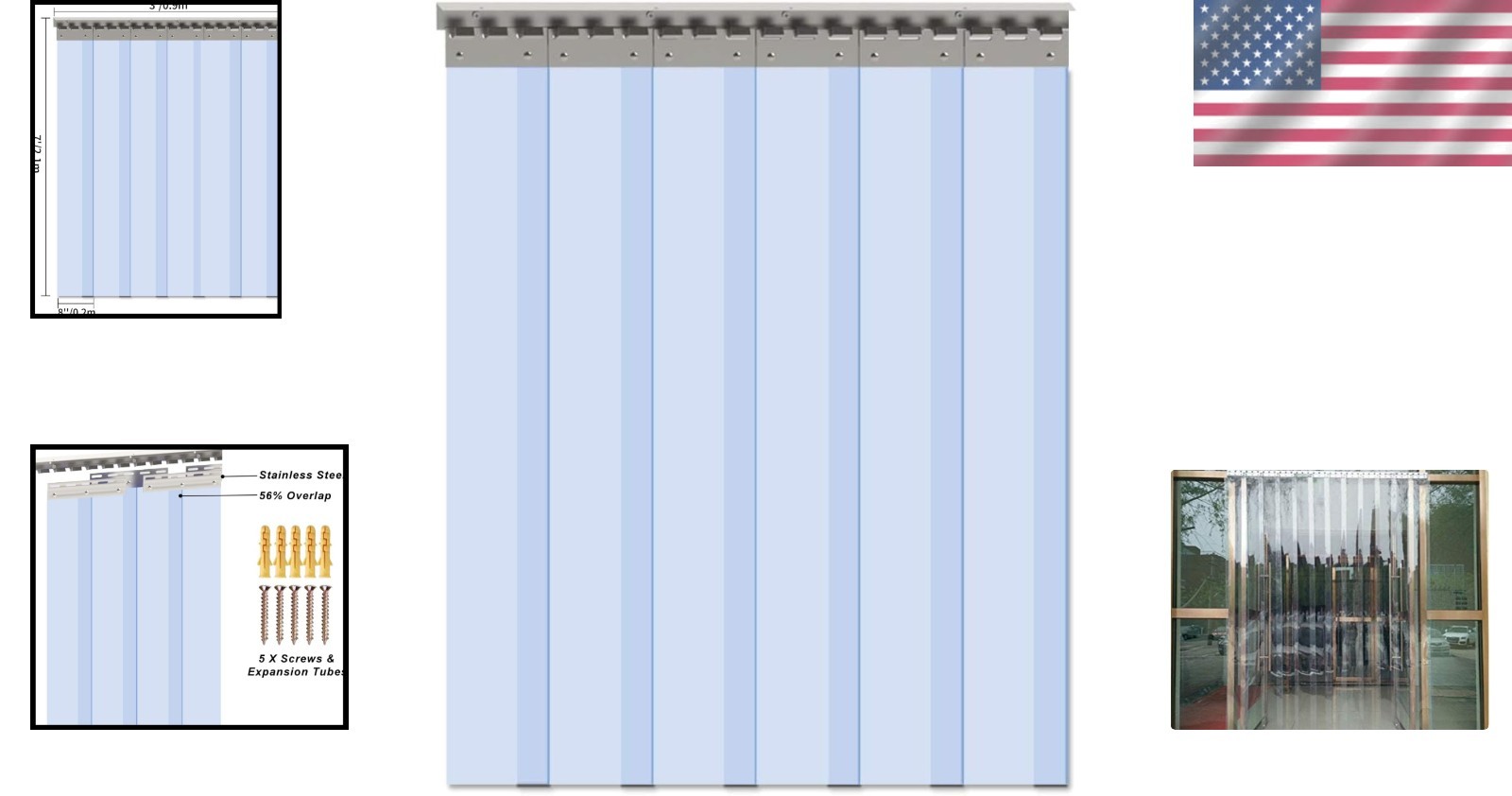 Indoor 6PCS Clear PVC Strip Curtains – Eco-Friendly, Waterproof & Stylish Design