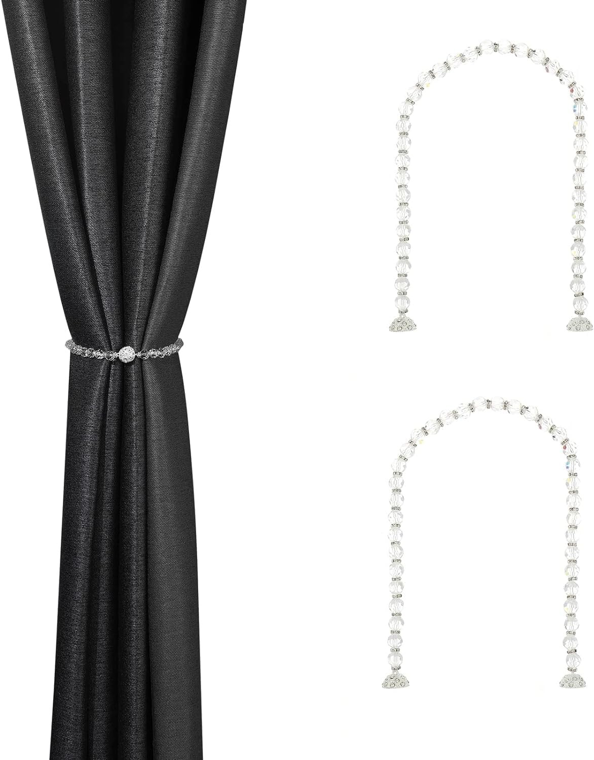 SUQ I OME 2 Pack of Crystal Pearl Beaded Curtain tiebacks 35MM, 10mm