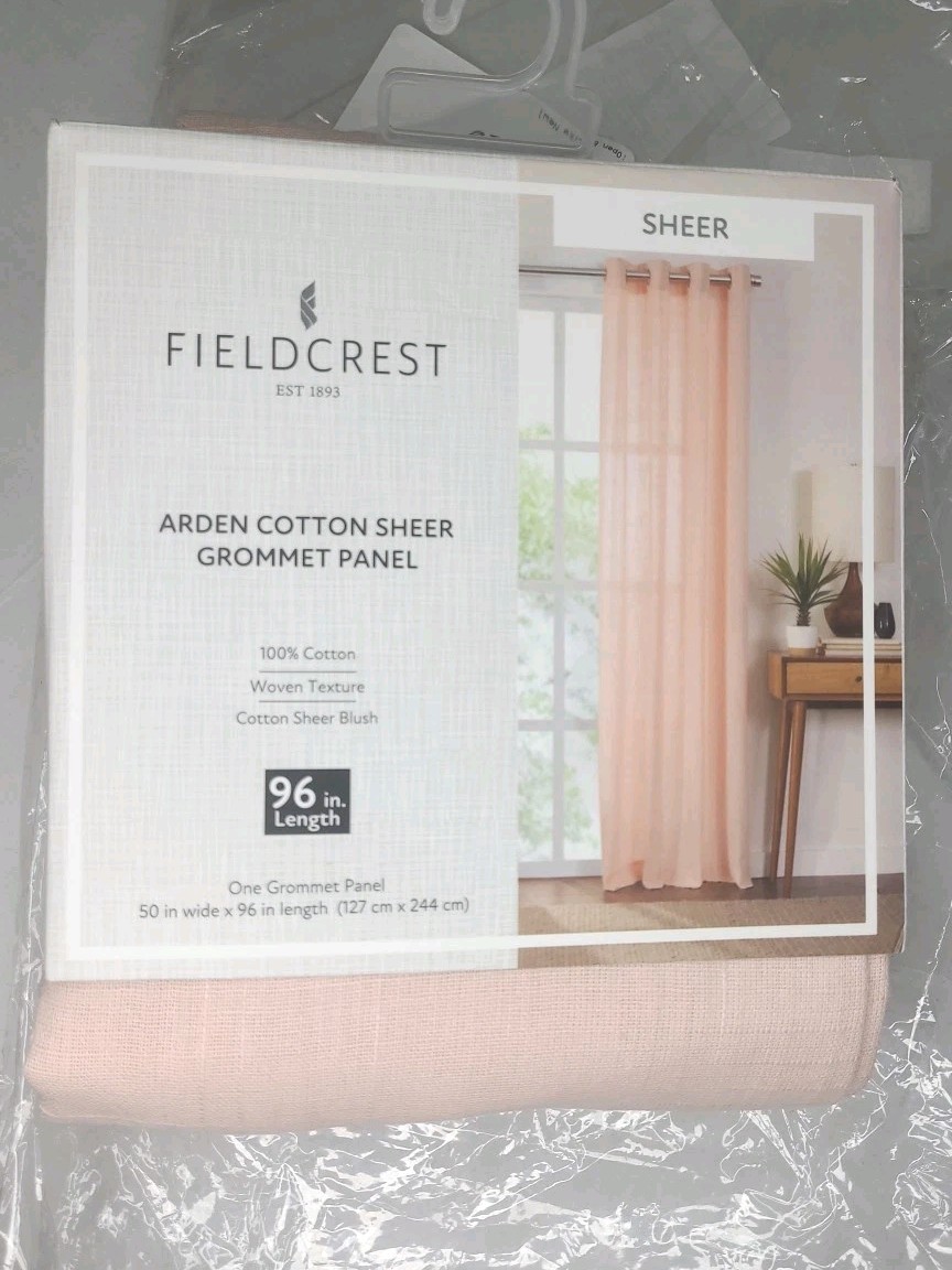2 Panel Fieldcrest Arden Solid Cotton Sheer Grommet Top 50″X96″ Blush