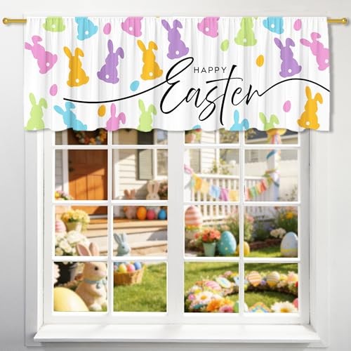 Valance for Windows Bunny Kitchen Decor Valance 18″W x 54″L (Pack of 1) Easter