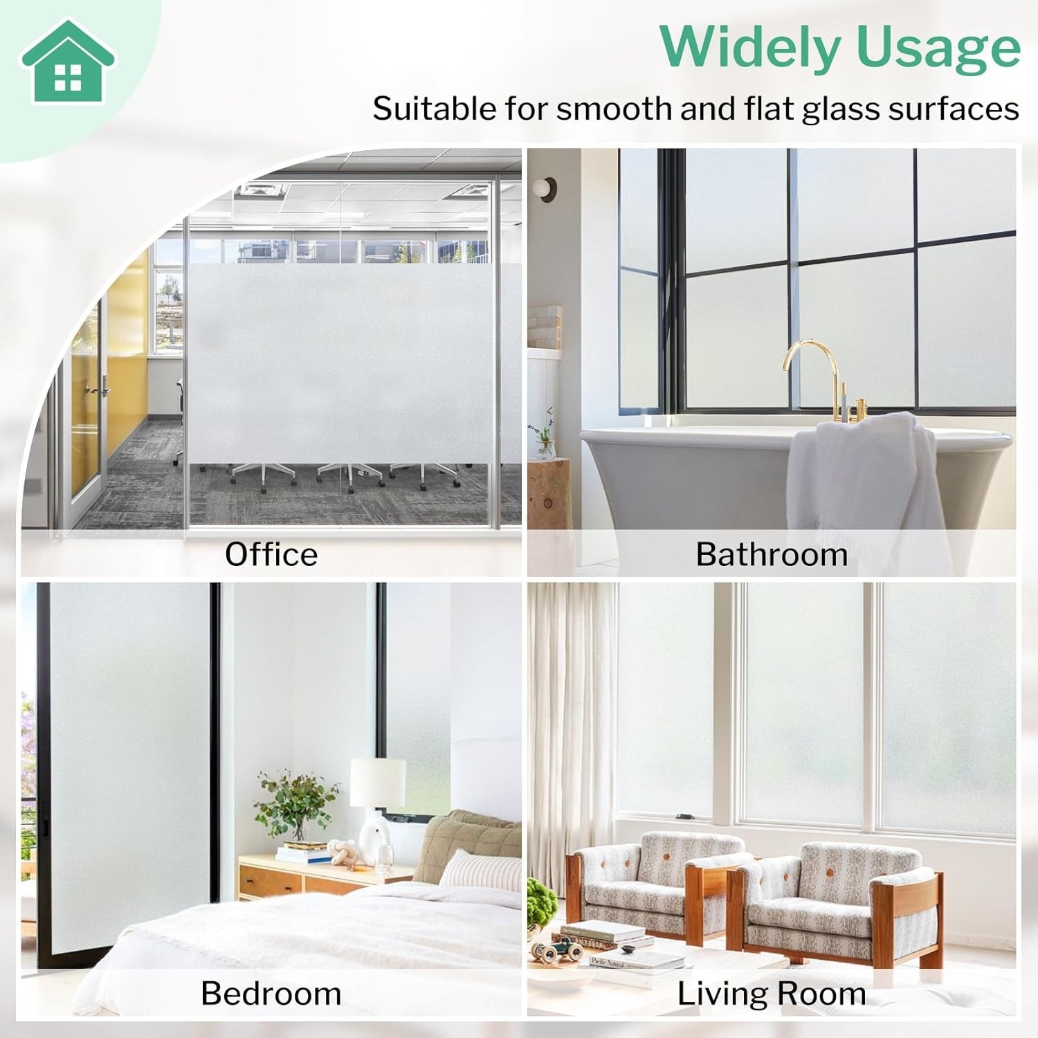 Translucent Privacy Window Film – Non-Adhesive, UV Blocking, 17.5”x78.7”