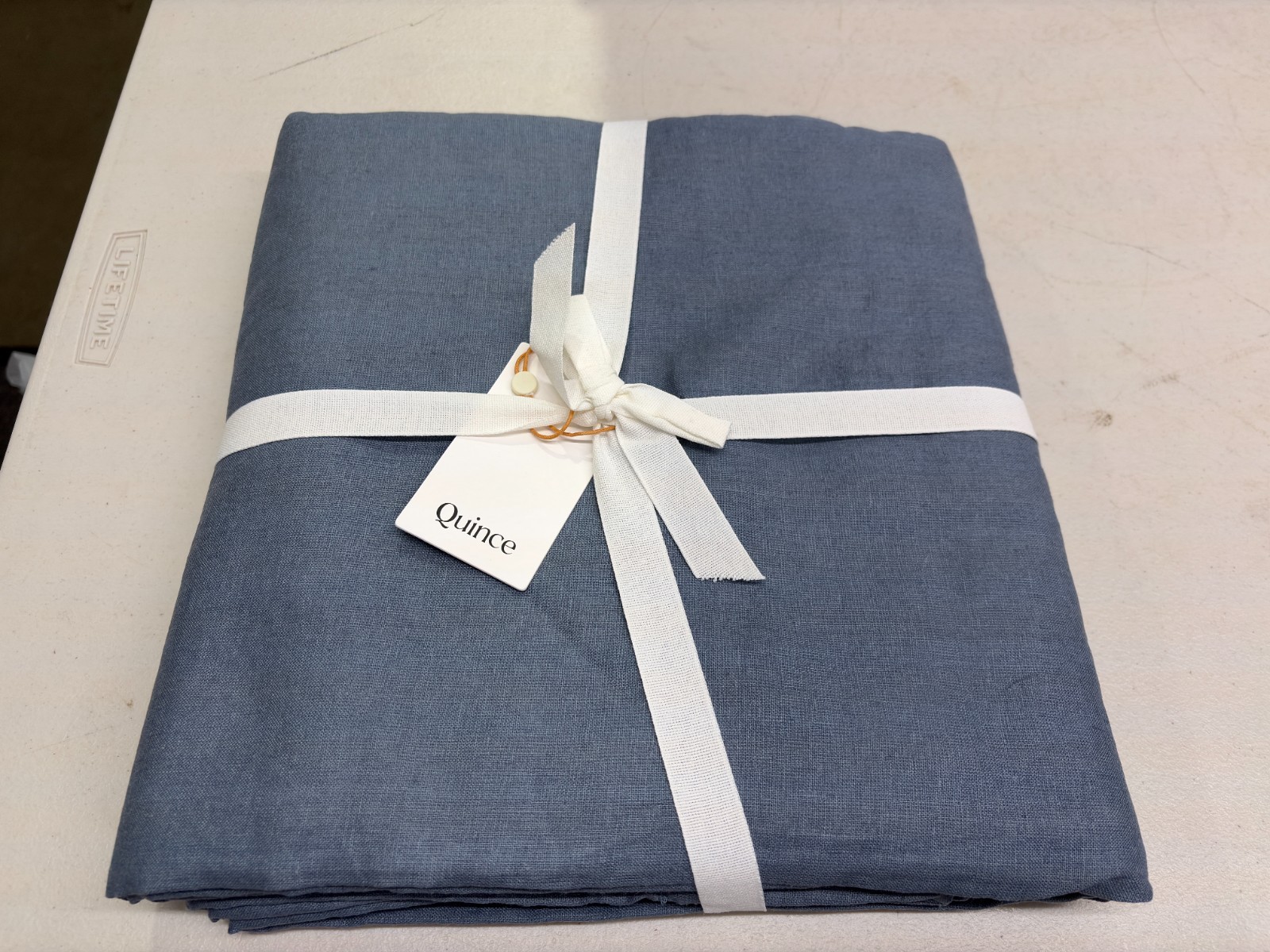 Quince European Linen Blackout Curtain in Blue- 48×84
