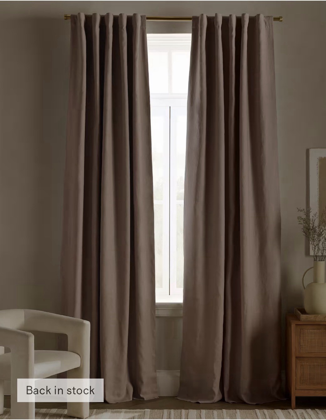 NWOT Quince Set 2 Linen Curtain Panels 48”x96” True Blackout Rose Quartz