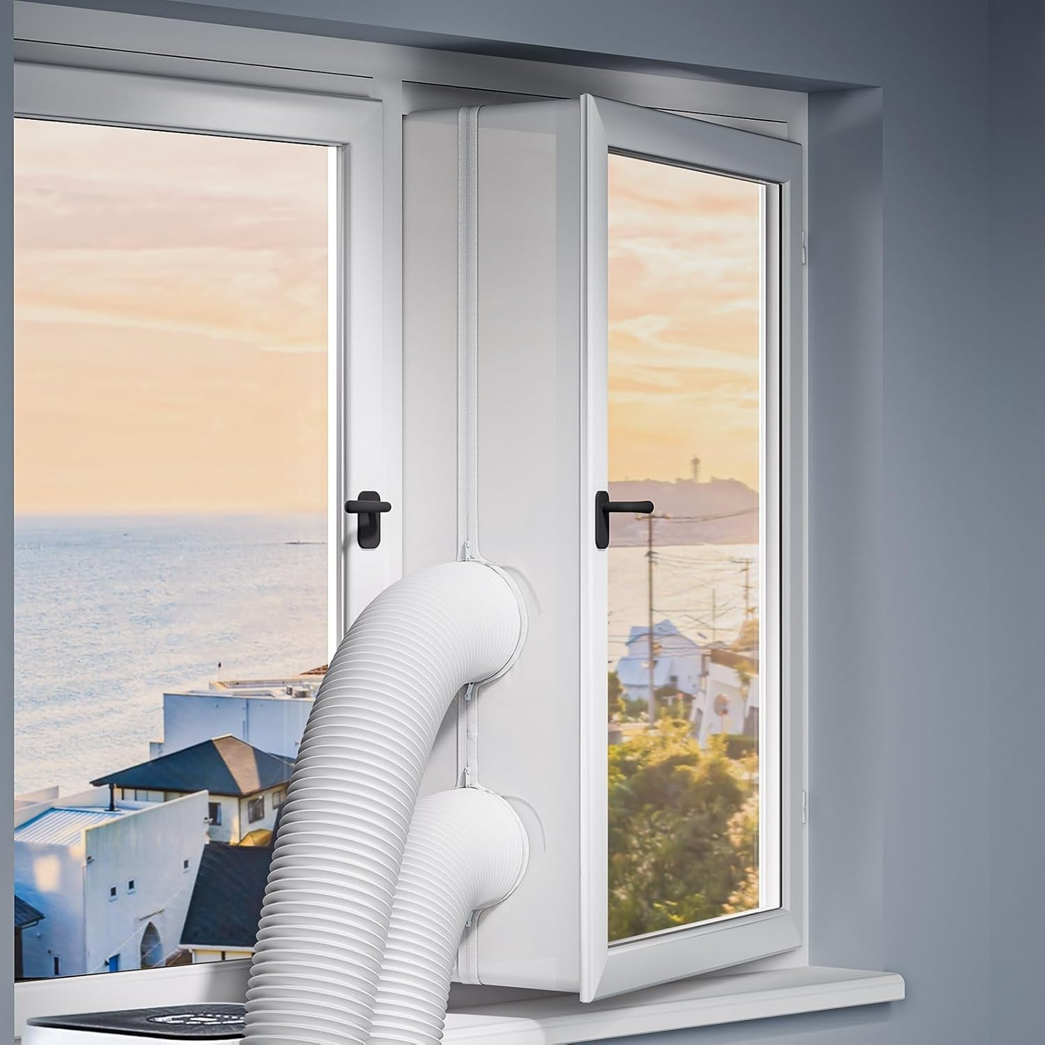 High-Density Fabric Portable AC Window Seal Kit 400cm Easy Install with Zip Ties