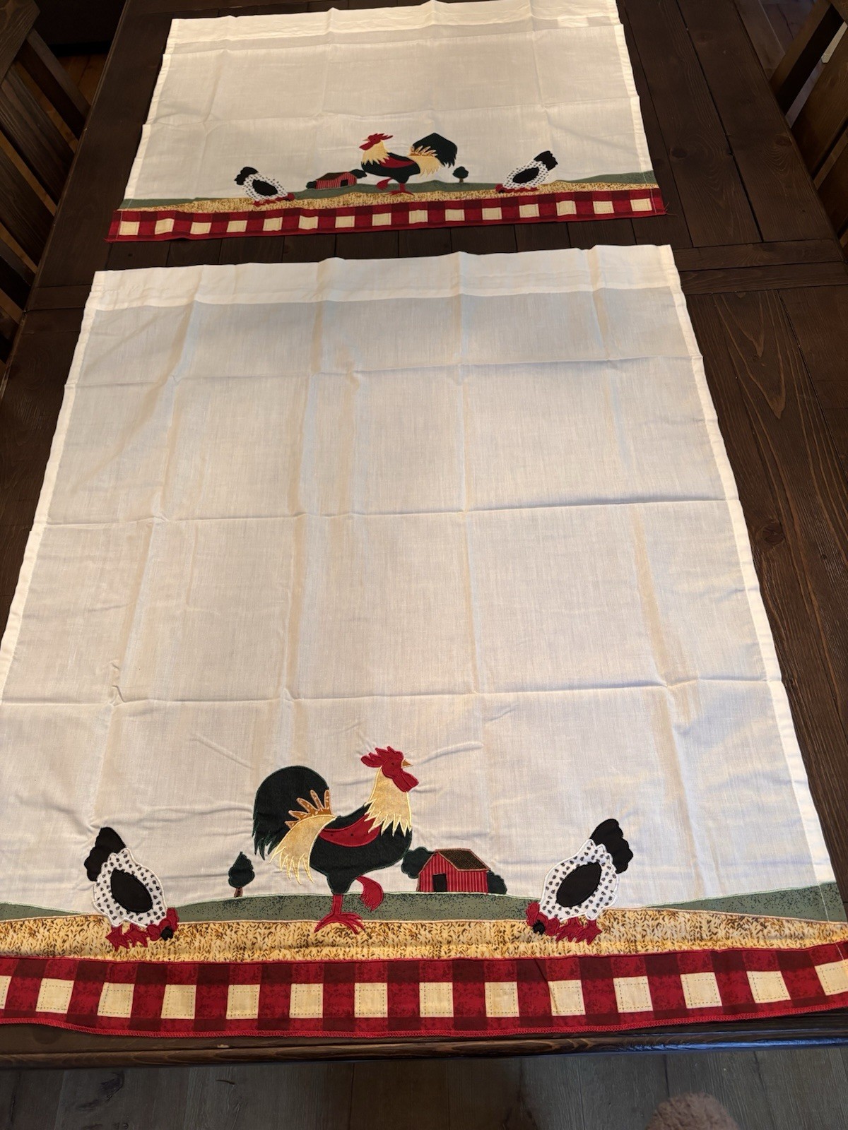 Rooster Cottage Country Farmhouse 2 Tier Curtain Panels & Valances New in Pack