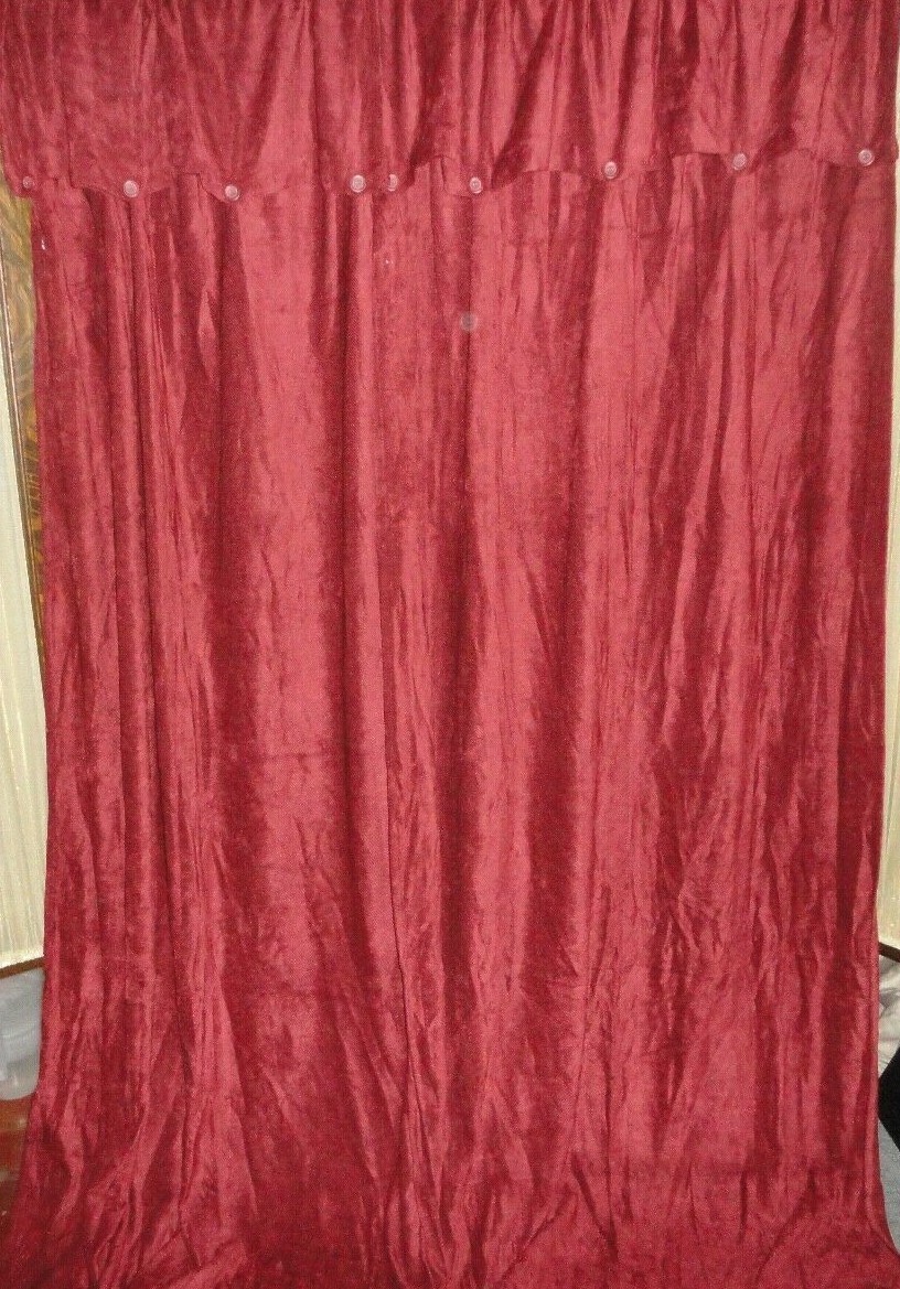 CROSCILL CHEVRON CHENILLE WARM MAROON (2) CURTAINS PANELS RAYON BLEND 44 X 108