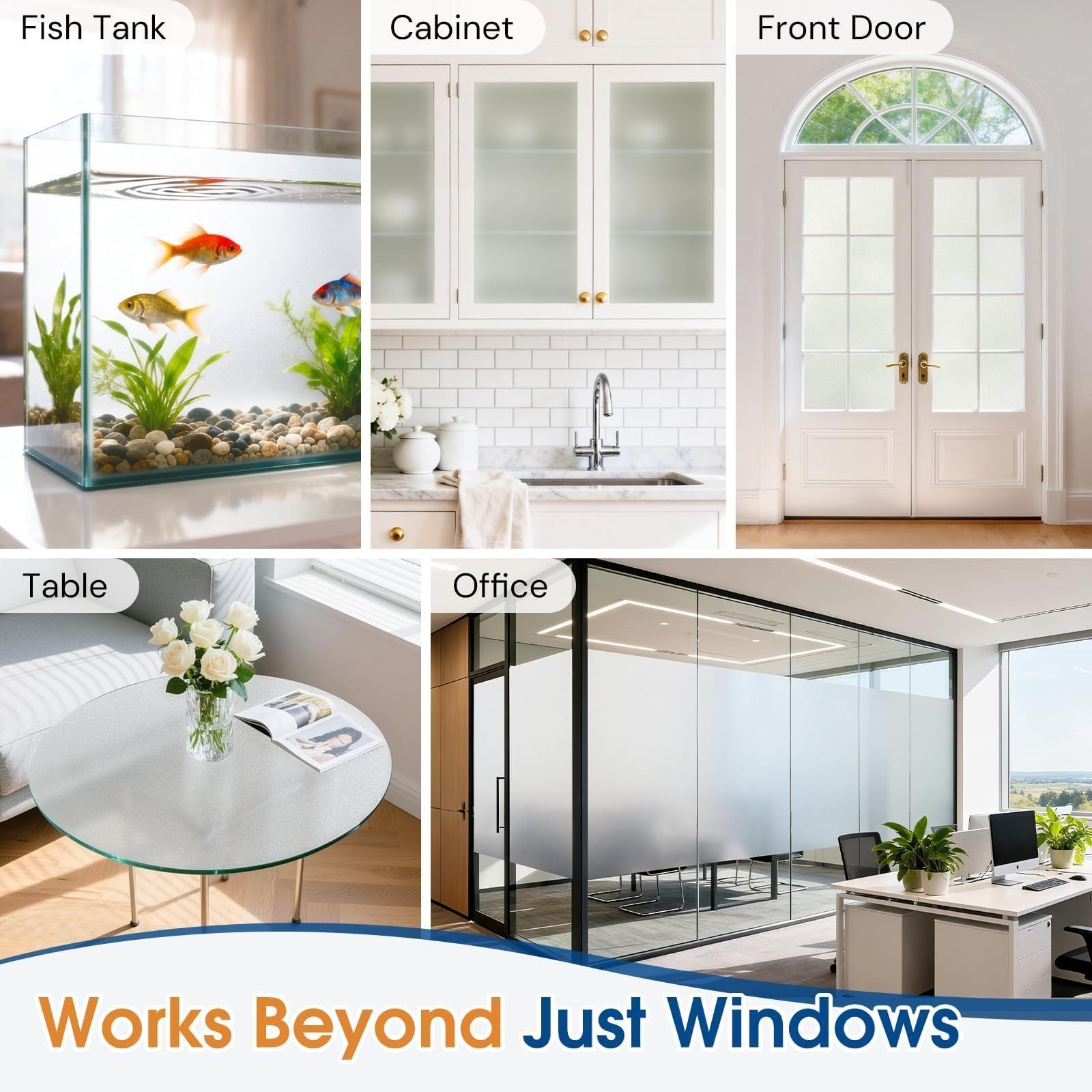 Frosted Glass Window Privacy Film – UV Blocking, Static Cling, Removable, 17.5″