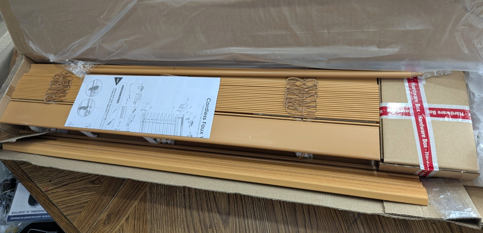 Chestnut Cordless Premium Faux Wood blinds with 2.5 in. Slats Size 26″W x 48L