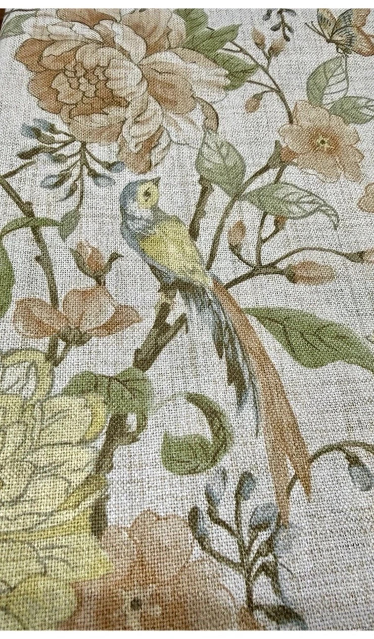 ENVOGUE Window Curtains 2 Panels Beige 37” x 84” Flowers Birds Floral New