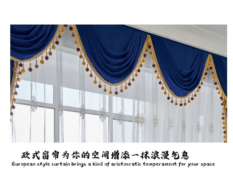 custom thick luxury velvet blue cloth blackout curtain tulle valance drape C1458