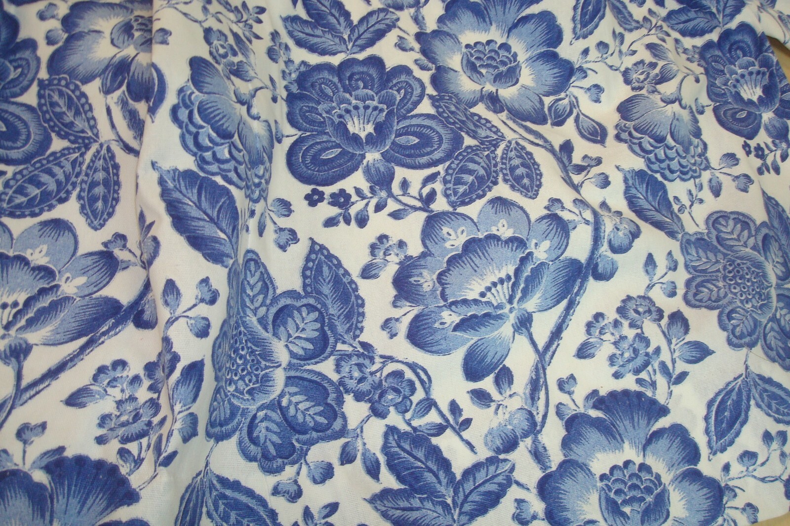 New One Pr Custom Drapes Curtains Lined Shabby Blue White Floral ea 41″ x 84″ lg