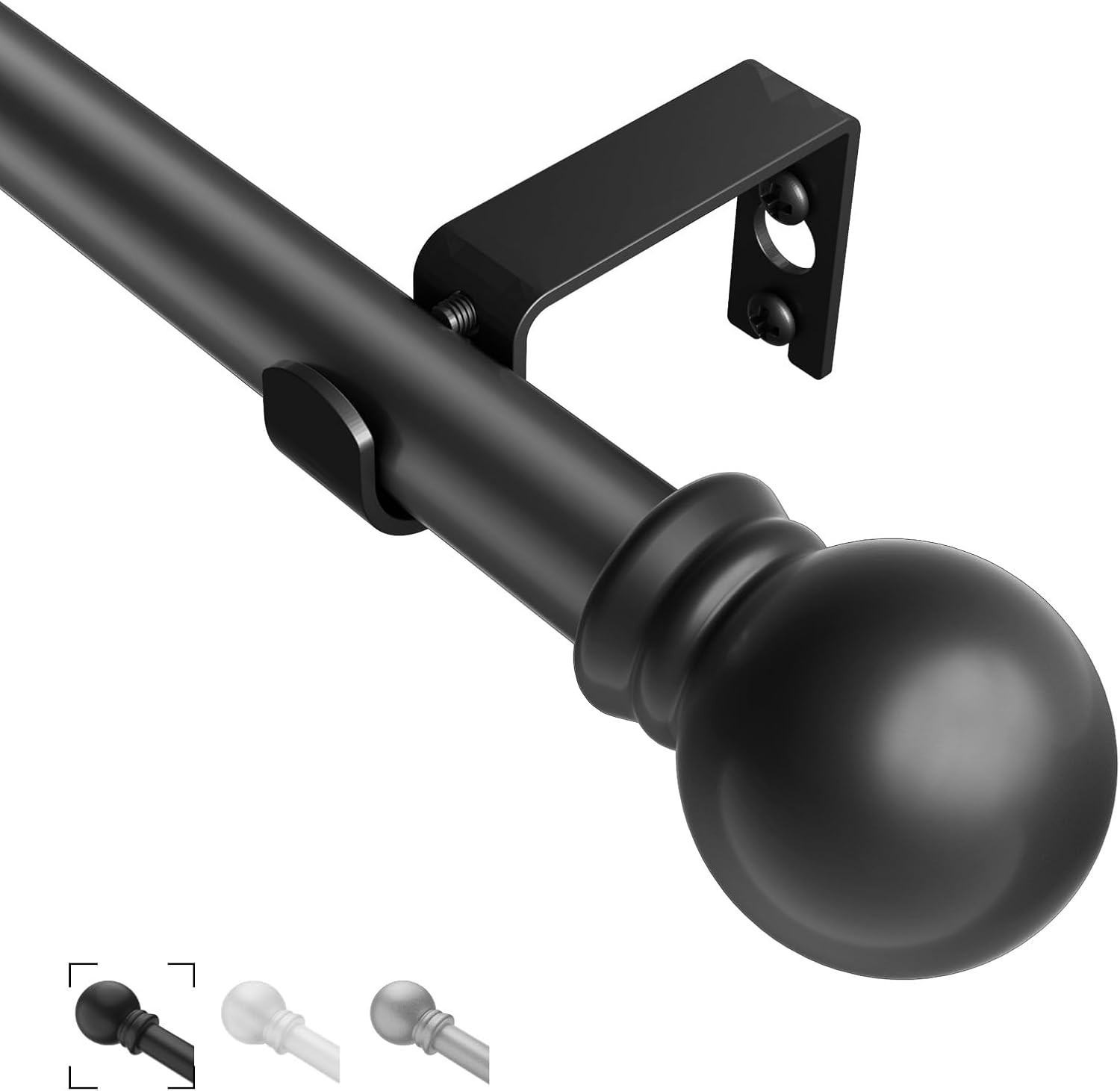 Black Curtain Rods 35″-46″, Adjustable Drapery Rod 5/8 Inch